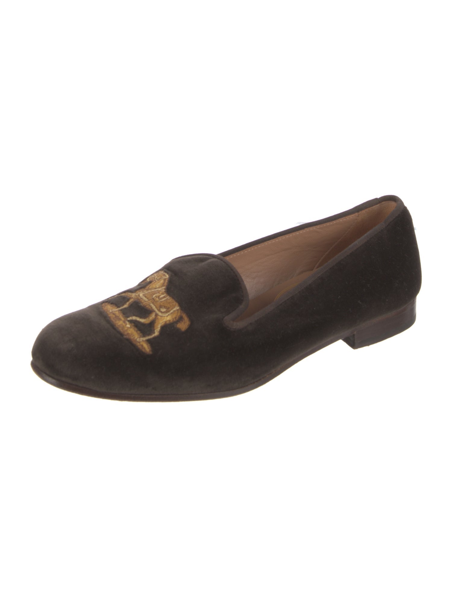 Stubbs & Wootton Velvet Embroidered Accent Loafers
