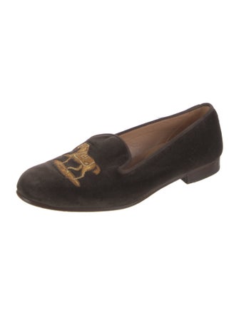 Stubbs & Wootton Velvet Embroidered Accent Loafers