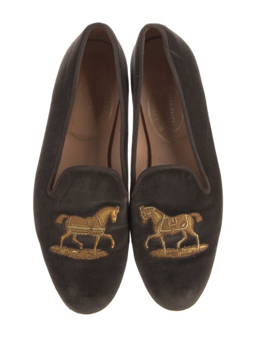 Stubbs & Wootton Velvet Embroidered Accent Loafers