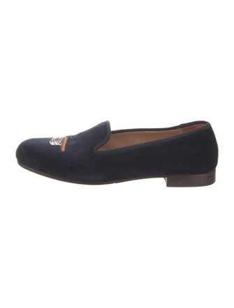Stubbs & Wootton Velvet Embroidered Accent Loafers
