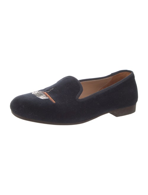 Stubbs & Wootton Velvet Embroidered Accent Loafers