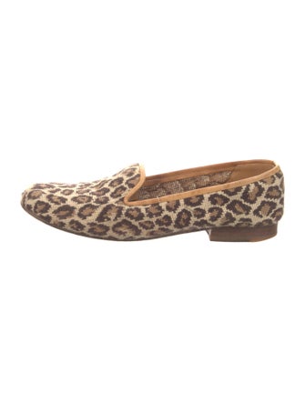 Stubbs & Wootton Animal Print Leather Trim Embellishment Loafers