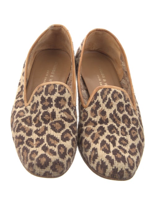 Stubbs & Wootton Animal Print Leather Trim Embellishment Loafers