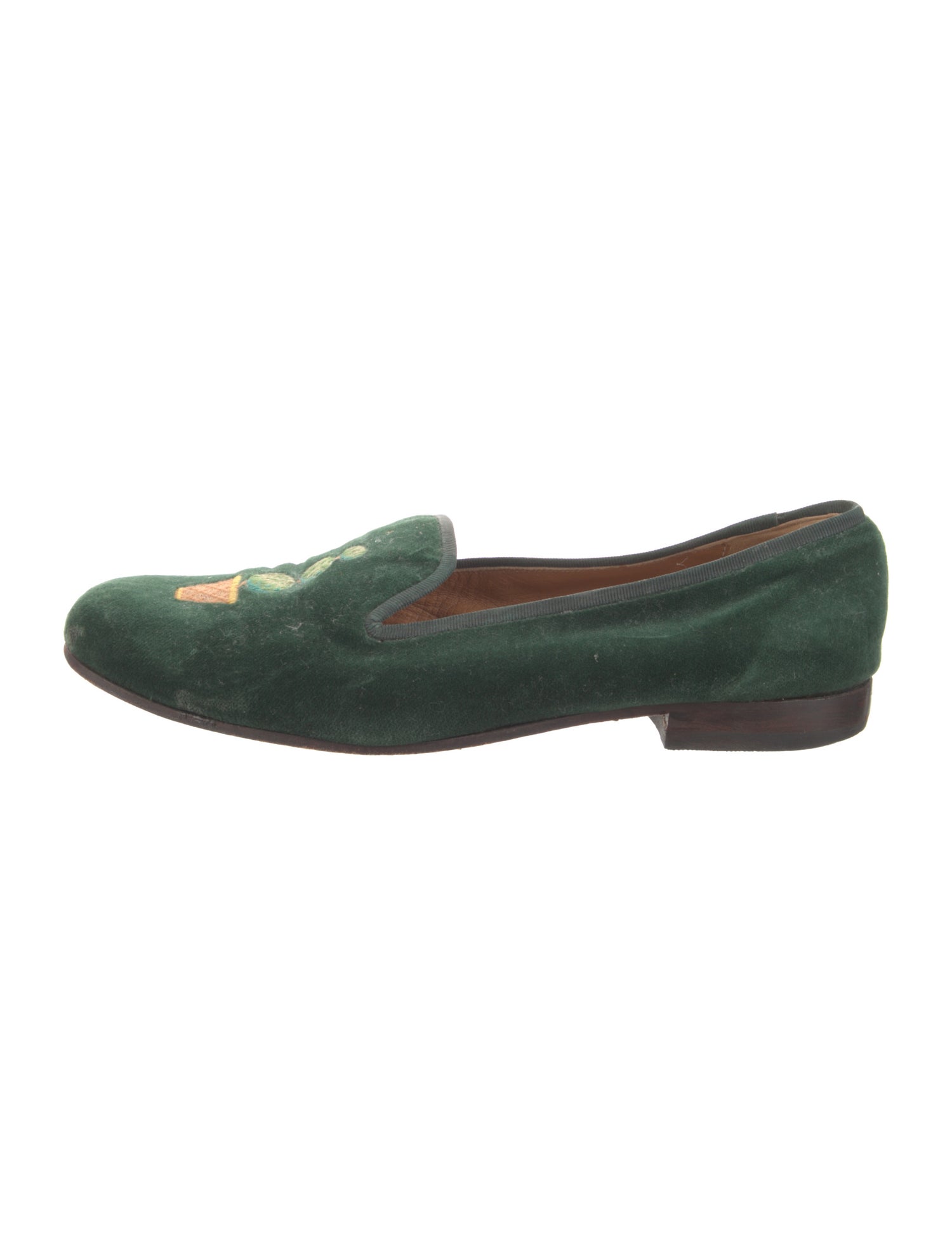Stubbs & Wootton Velvet Embroidered Accent Loafers