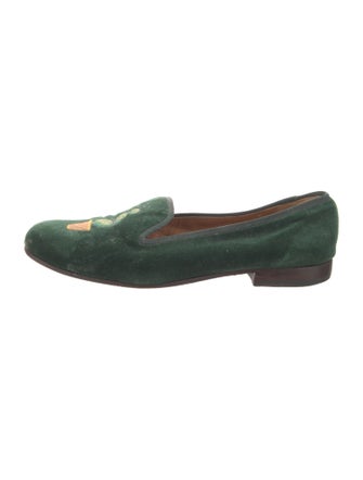 Stubbs & Wootton Velvet Embroidered Accent Loafers