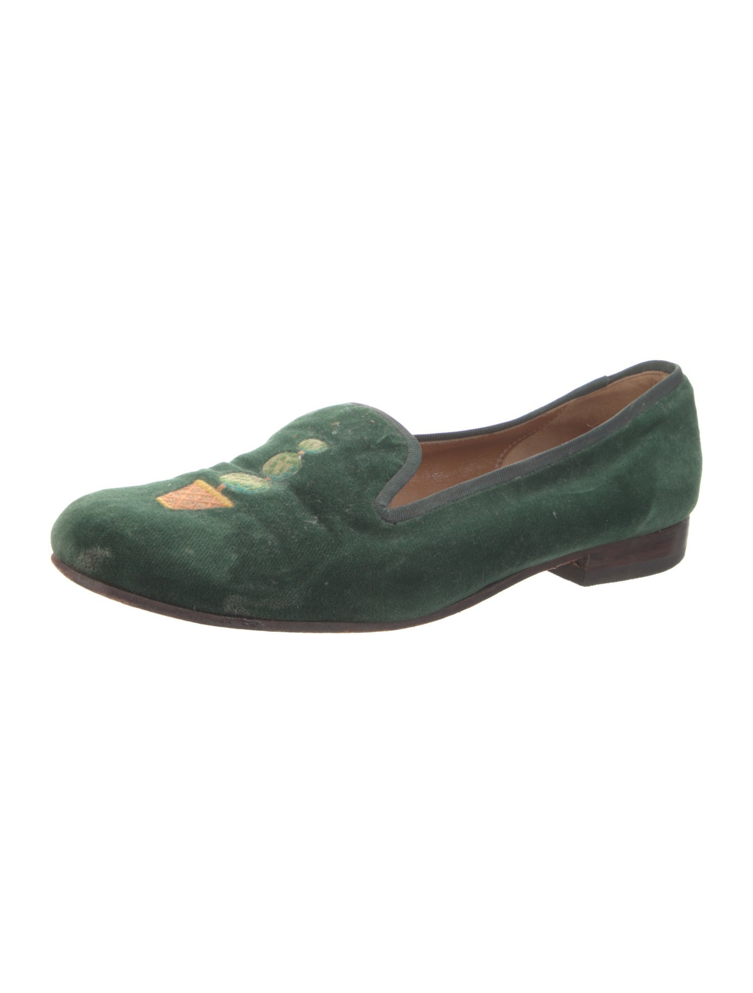 Stubbs & Wootton Velvet Embroidered Accent Loafers