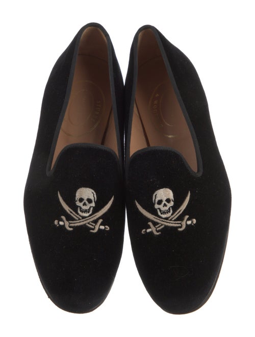 Stubbs & Wootton Velvet Embroidered Accent Loafers