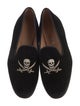 Stubbs & Wootton Velvet Embroidered Accent Loafers