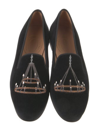 Stubbs & Wootton Velvet Embroidered Accent Loafers