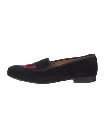 Stubbs & Wootton Velvet Embroidered Accent Loafers