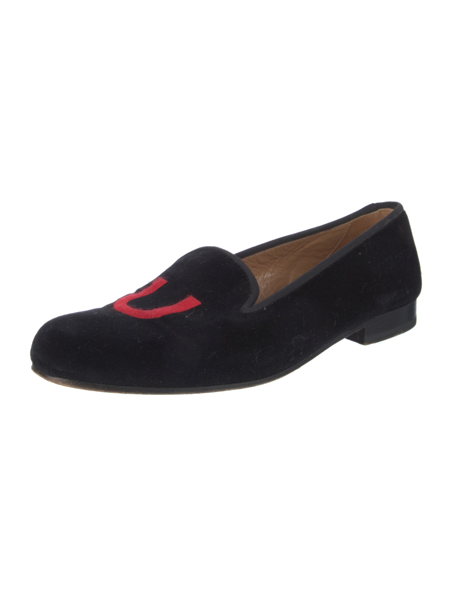 Stubbs & Wootton Velvet Embroidered Accent Loafers