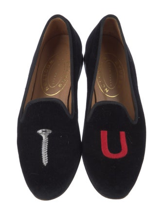 Stubbs & Wootton Velvet Embroidered Accent Loafers