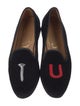 Stubbs & Wootton Velvet Embroidered Accent Loafers