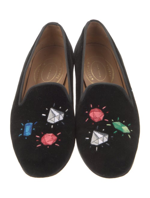 Stubbs & Wootton Velvet Embroidered Accent Loafers