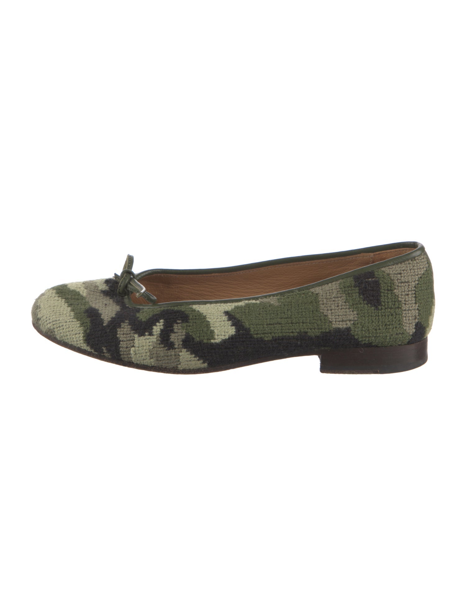 Stubbs & Wootton Camouflage Print Bow Accents Ballet Flats
