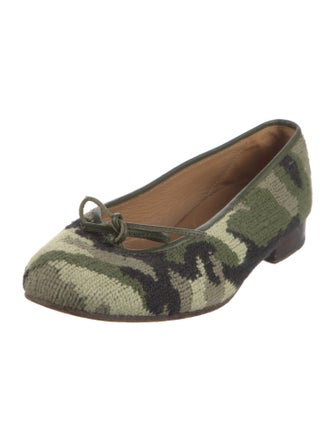 Stubbs & Wootton Camouflage Print Bow Accents Ballet Flats