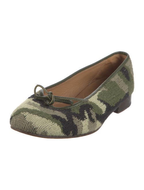 Stubbs & Wootton Camouflage Print Bow Accents Ballet Flats