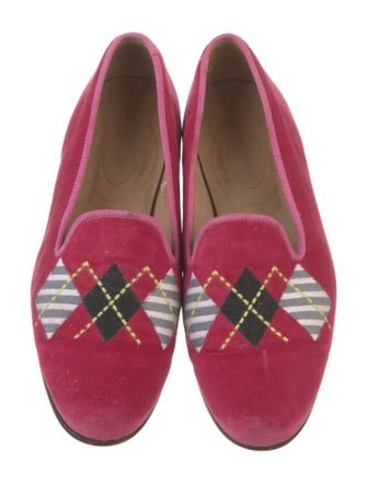 Stubbs & Wootton Velvet Embroidered Accent Loafers