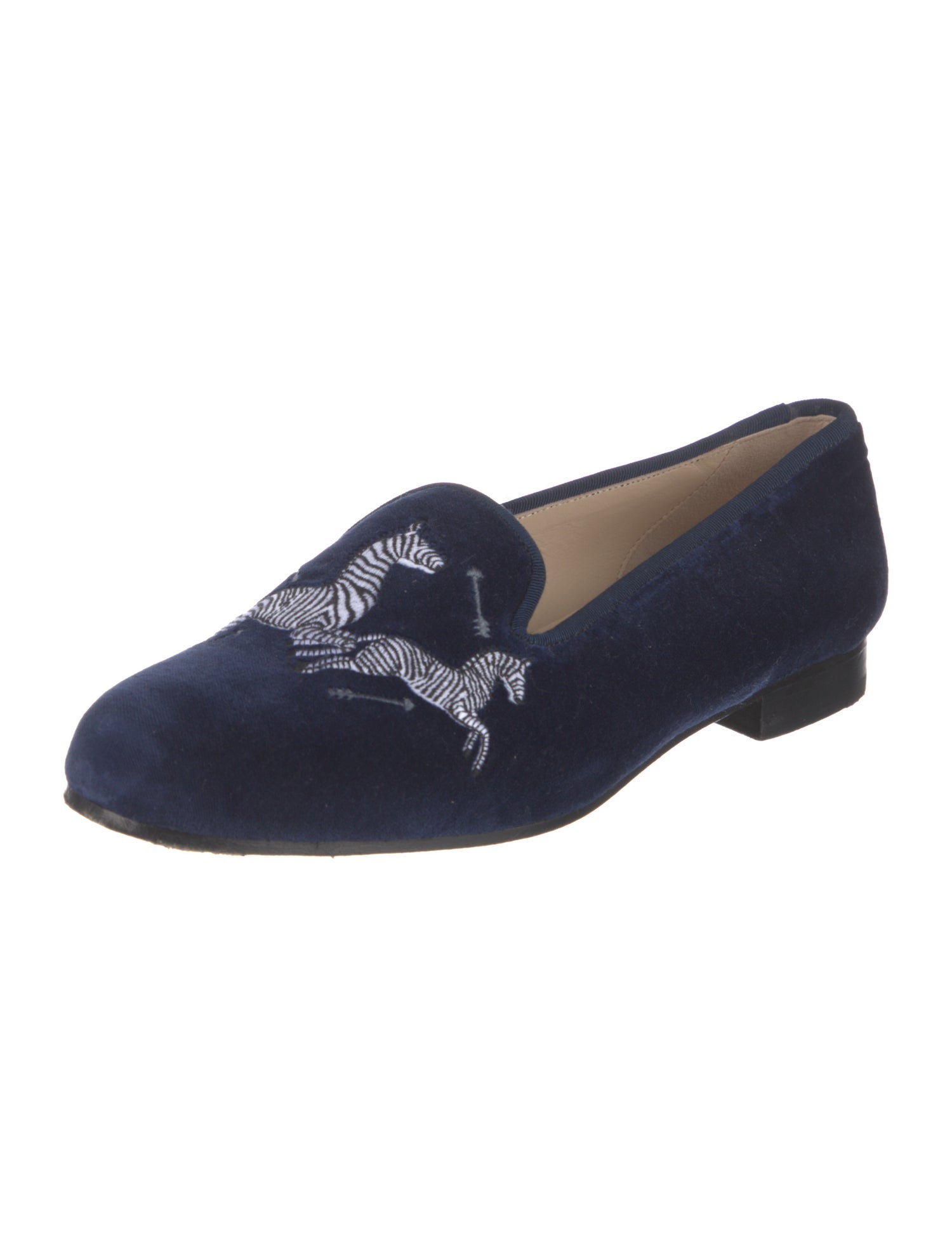 Stubbs & Wootton Velvet Embroidered Accent Loafers