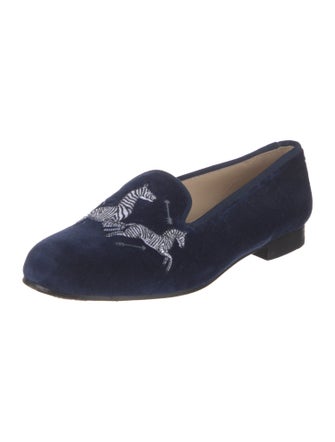 Stubbs & Wootton Velvet Embroidered Accent Loafers