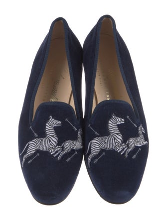 Stubbs & Wootton Velvet Embroidered Accent Loafers