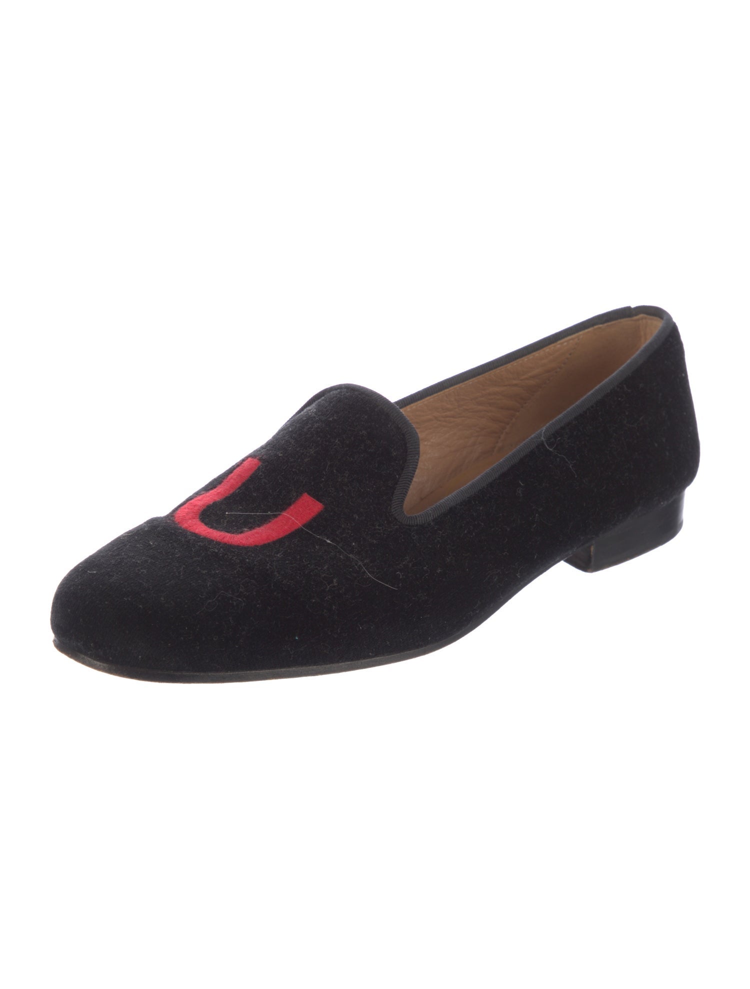 Stubbs & Wootton Velvet Embroidered Accent Loafers