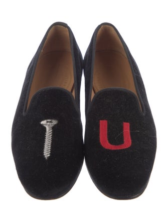 Stubbs & Wootton Velvet Embroidered Accent Loafers