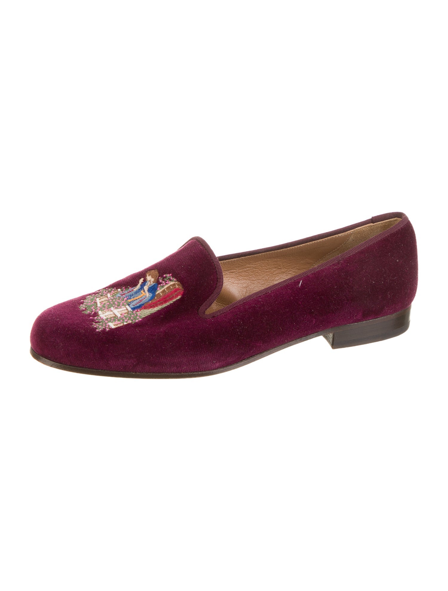 Stubbs & Wootton Velvet Graphic Print Loafers