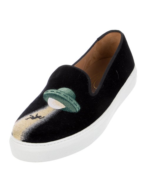 Stubbs & Wootton Velvet Graphic Print Loafers