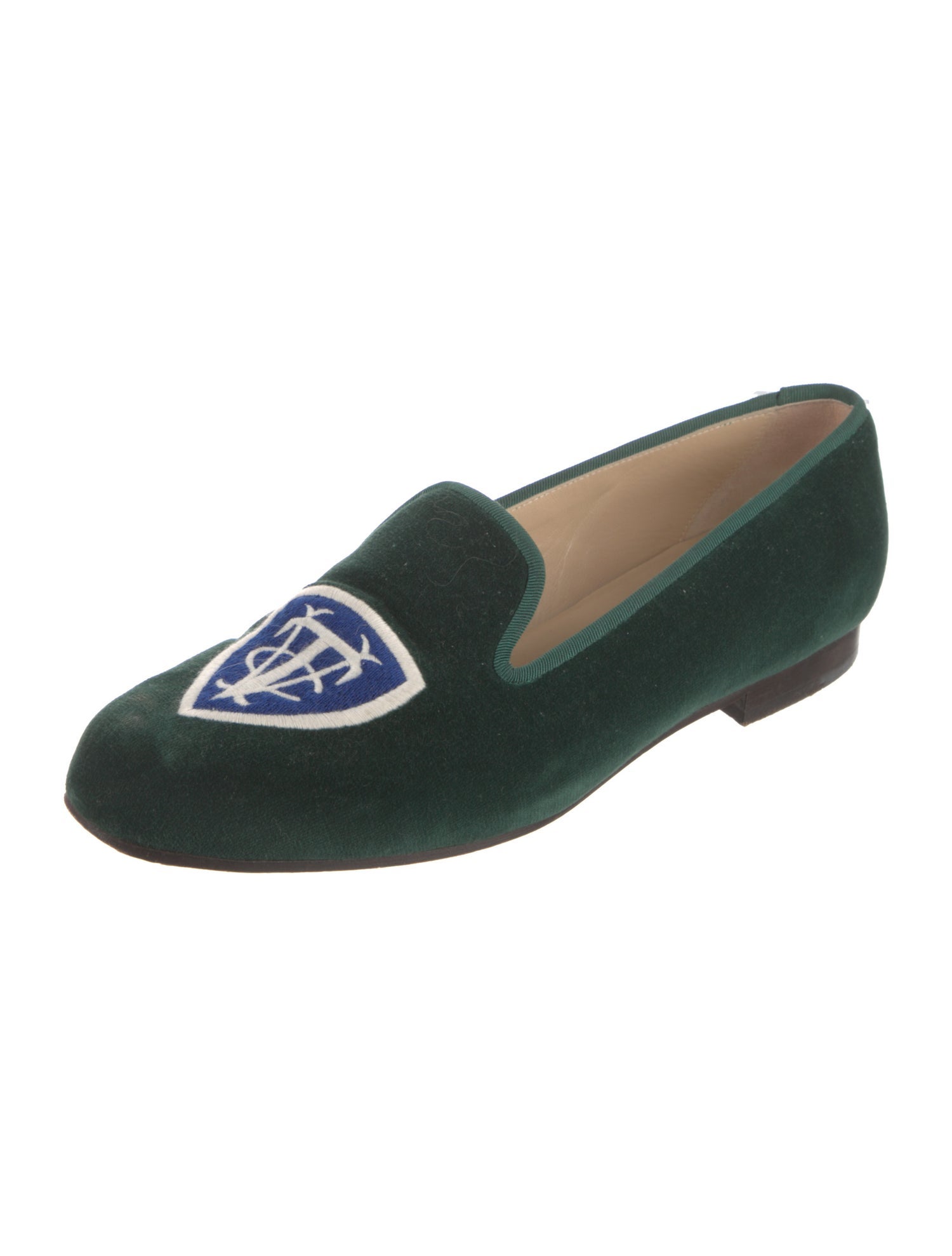 Stubbs & Wootton Velvet Graphic Print Loafers