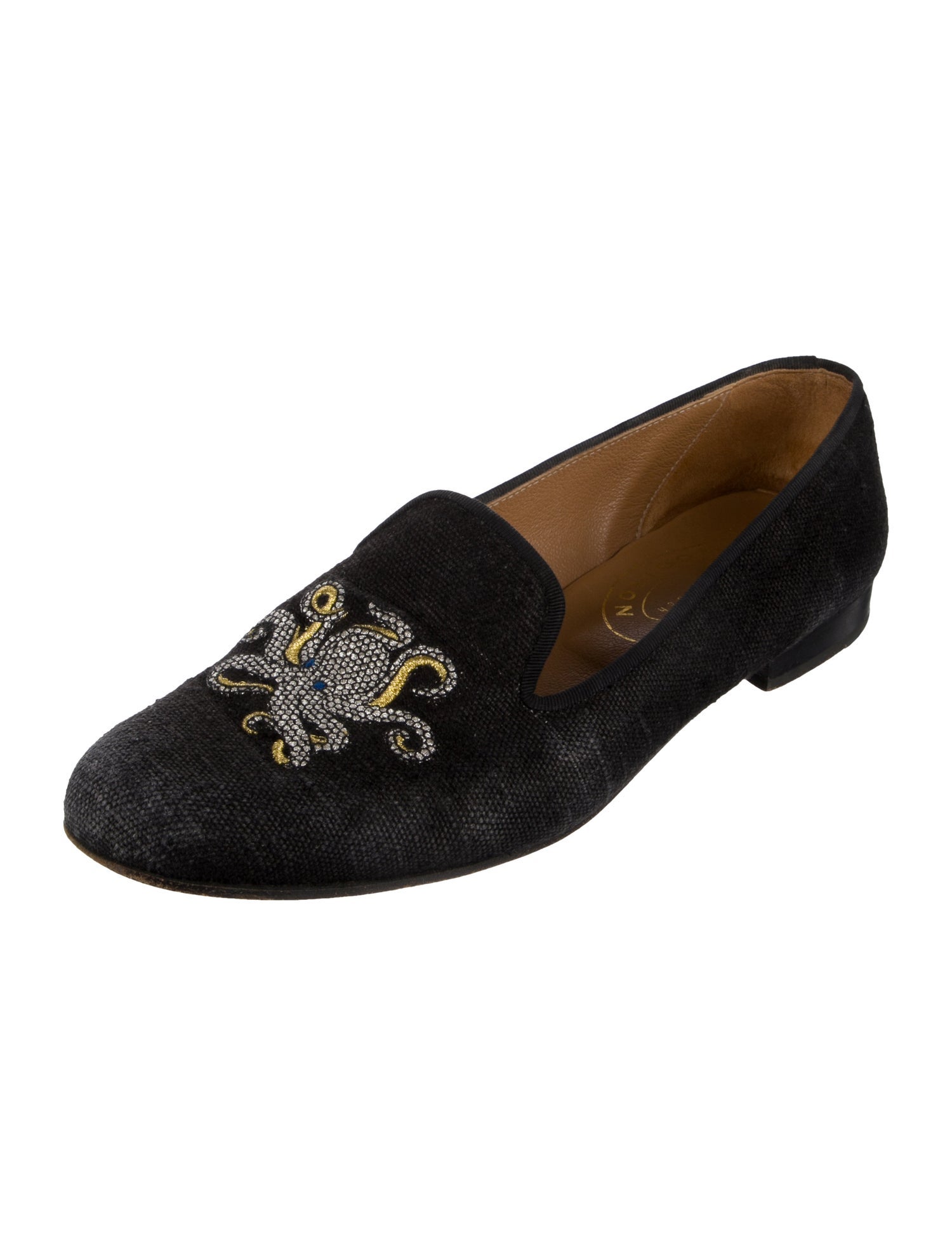 Stubbs & Wootton Graphic Print Embroidered Accent Loafers