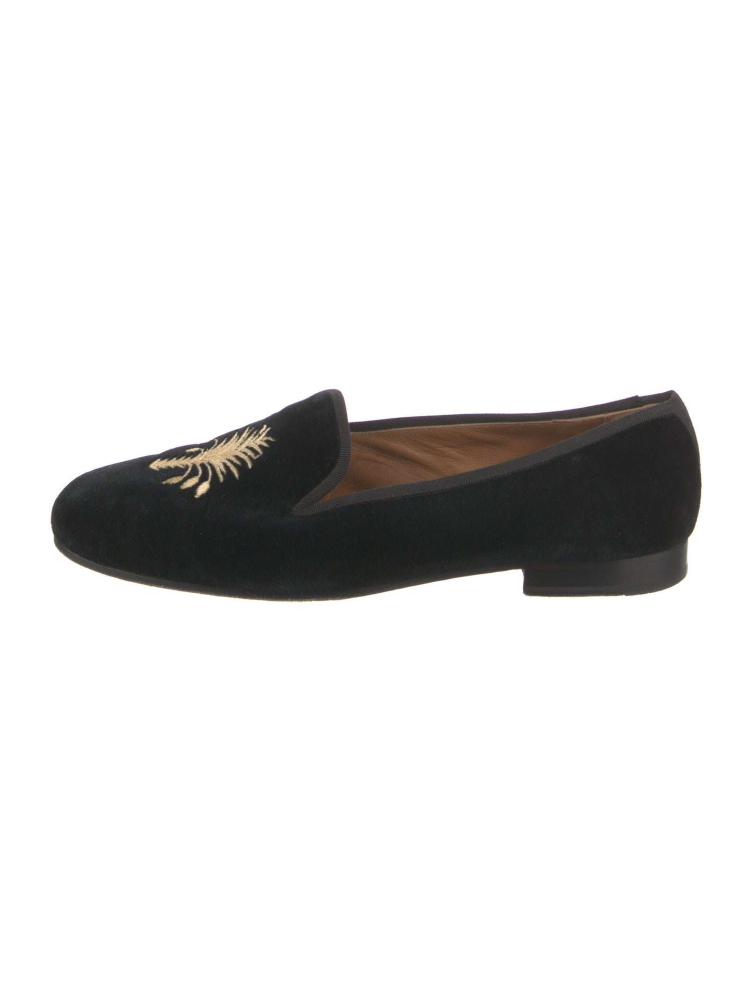 Stubbs & Wootton Velvet Embroidered Accent Loafers