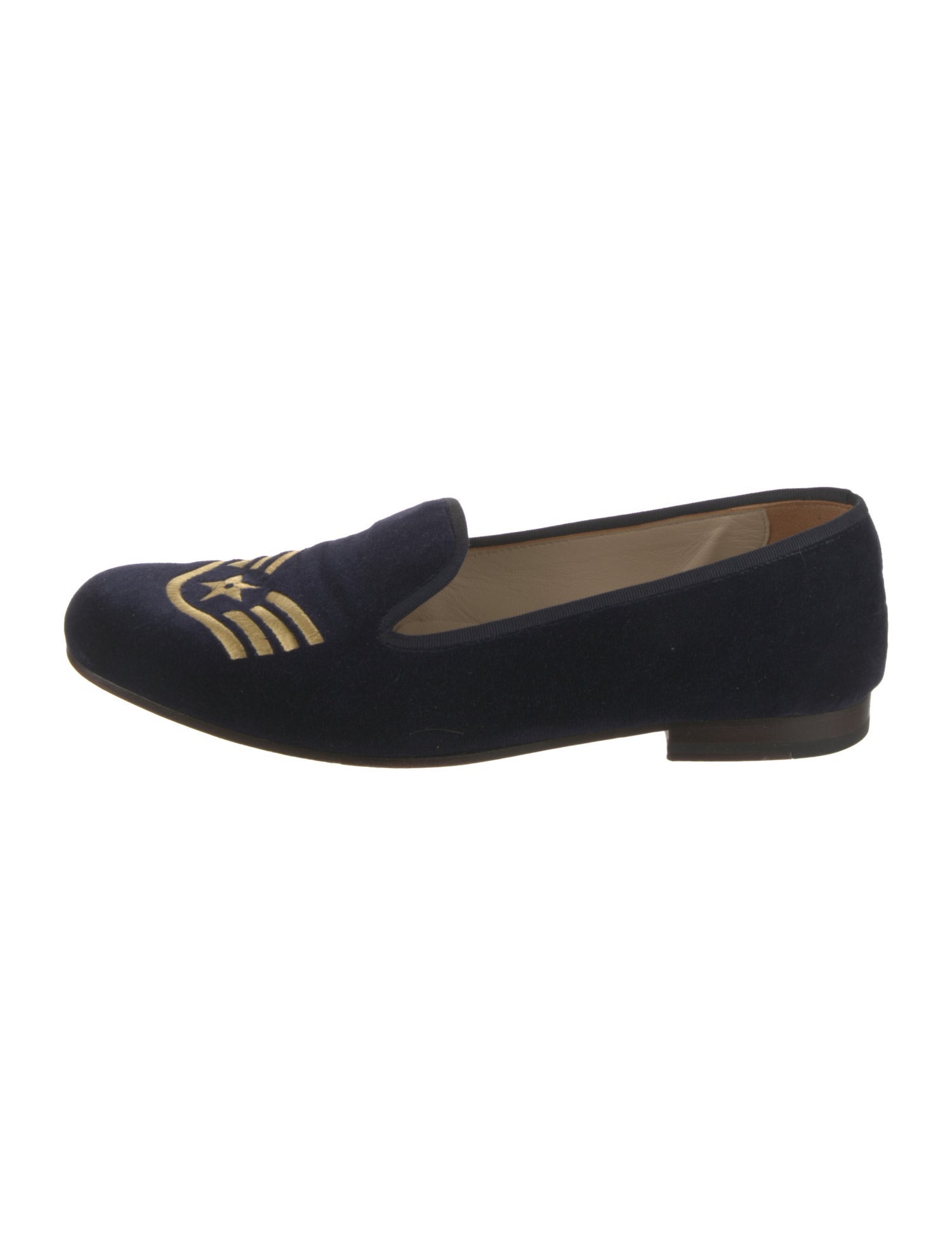 Stubbs & Wootton Velvet Embroidered Accent Loafers