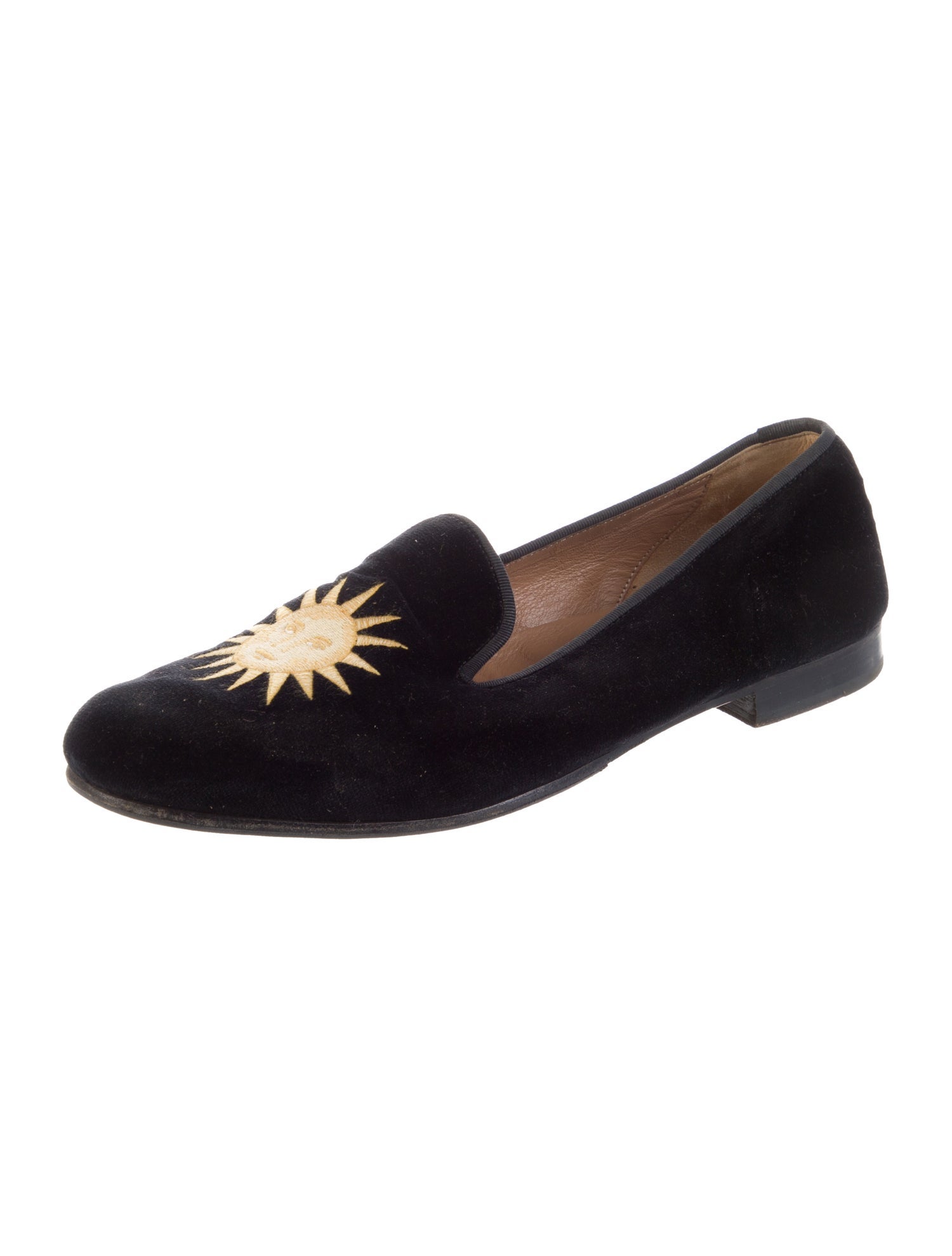 Stubbs & Wootton Velvet Embroidered Accent Loafers