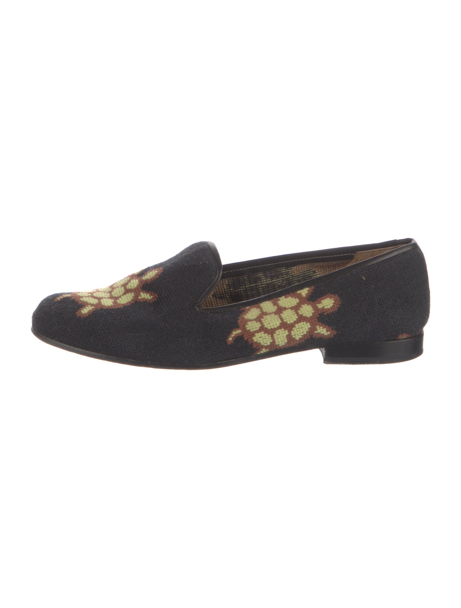 Stubbs & Wootton Printed Leather Trim Embellishment Loafers