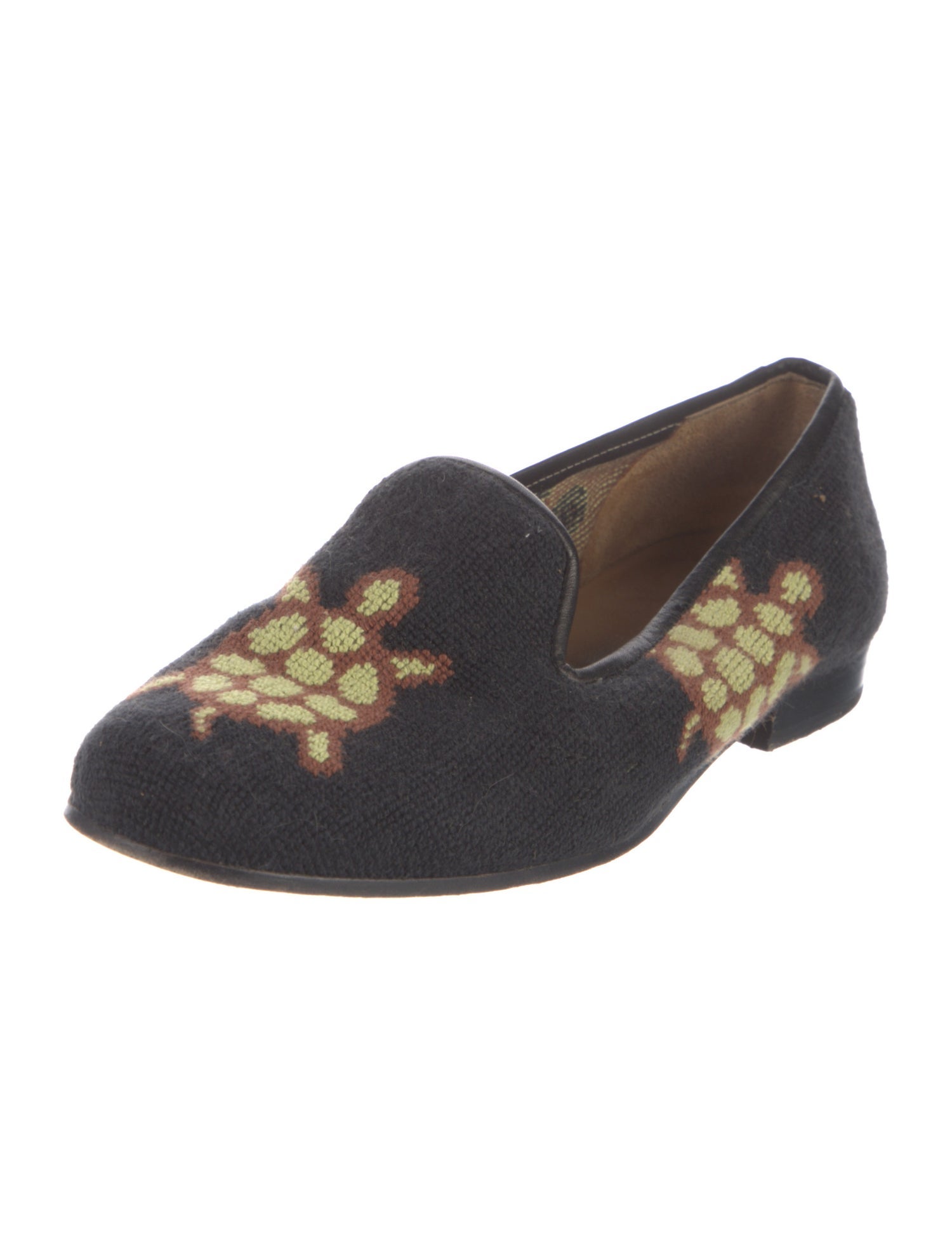 Stubbs & Wootton Printed Leather Trim Embellishment Loafers