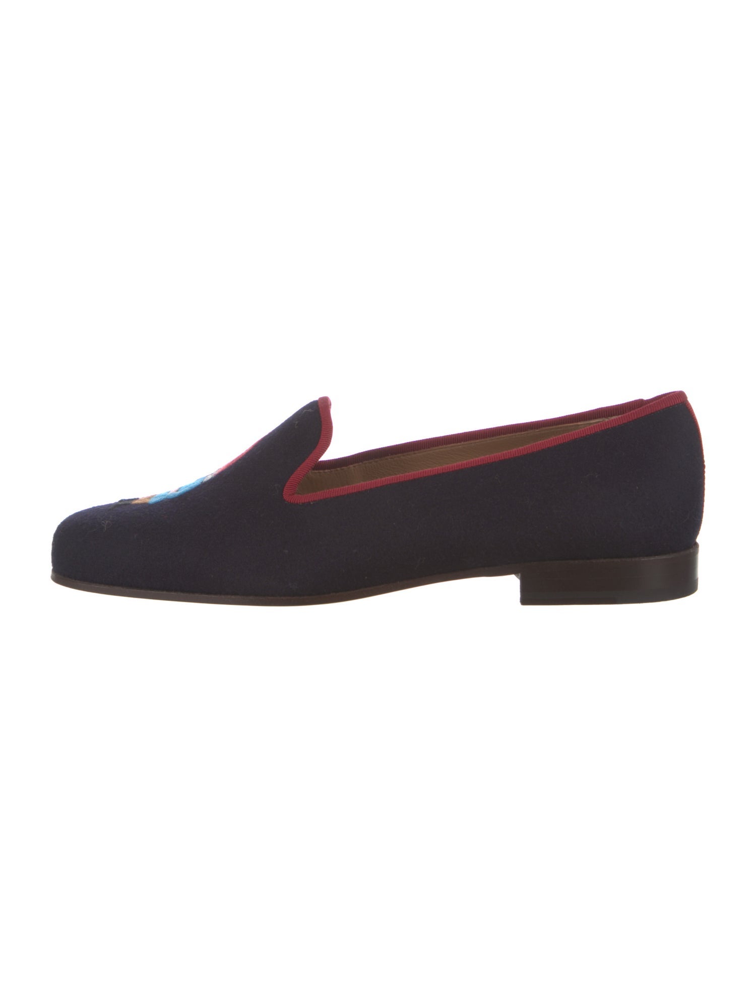 Stubbs & Wootton Velvet Embroidered Accent Loafers
