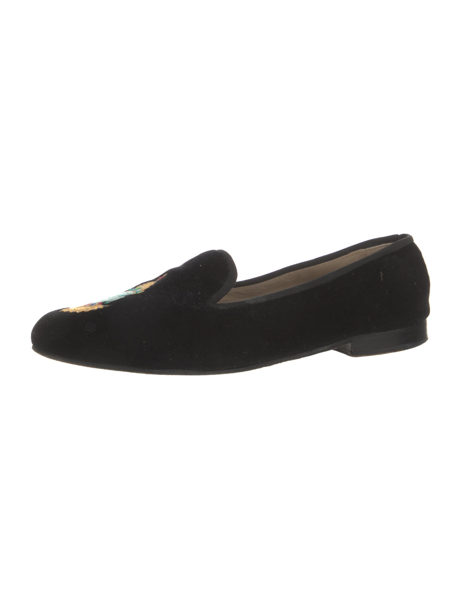 Stubbs & Wootton Velvet Embroidered Accent Loafers