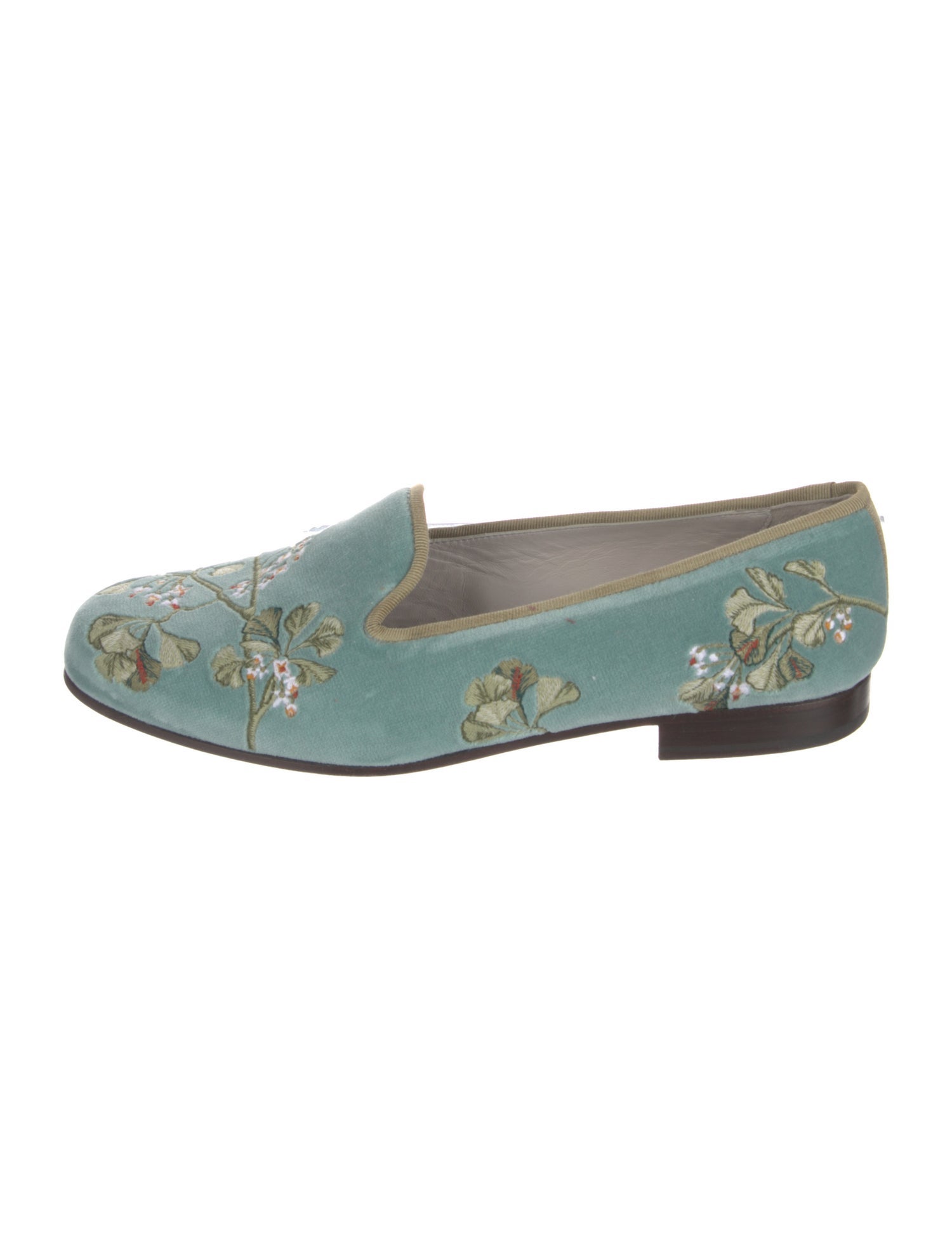 Stubbs & Wootton Velvet Floral Print Flats