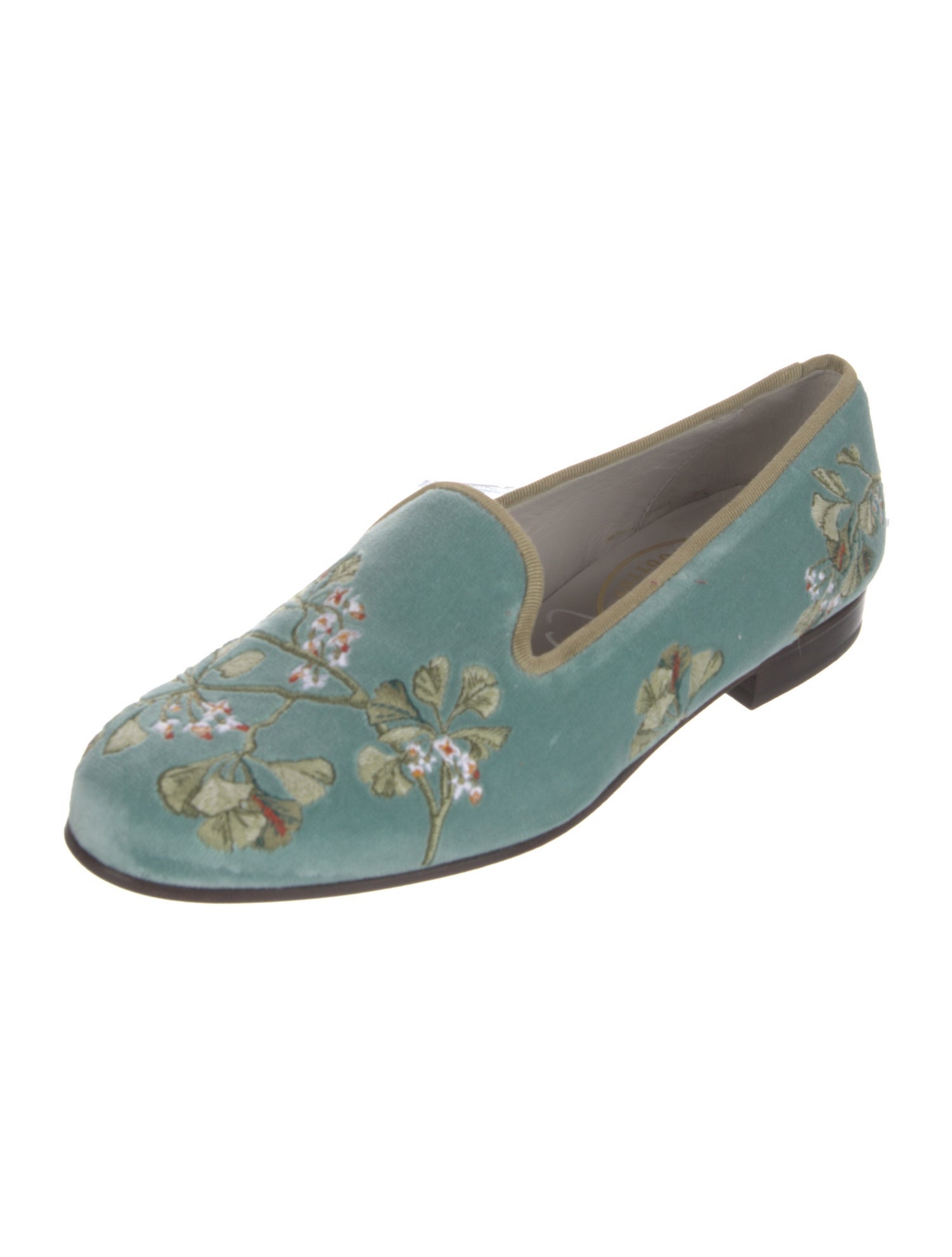 Stubbs & Wootton Velvet Floral Print Flats