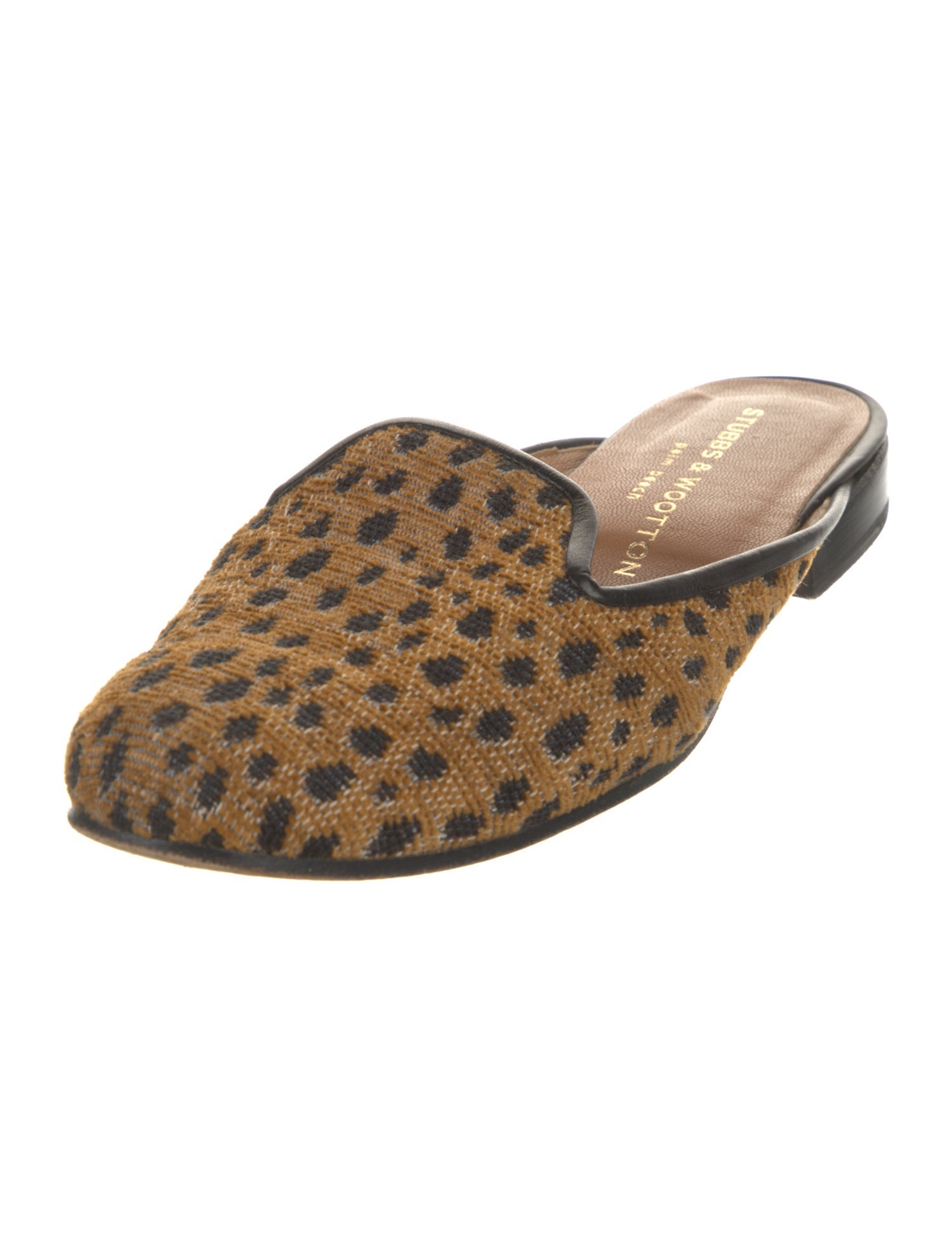 Stubbs & Wootton Printed Leather Trim Embellishment Mules