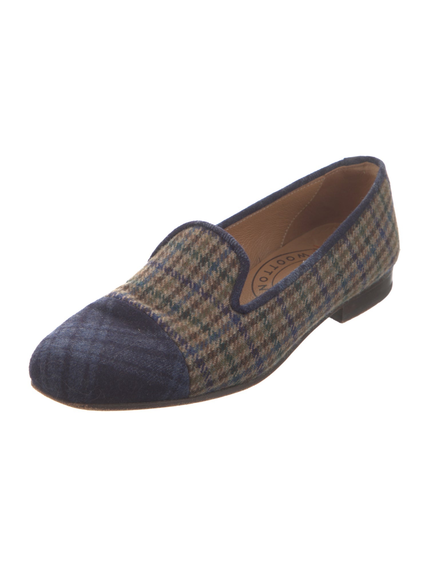 Stubbs & Wootton Wool Houndstooth Print Loafers