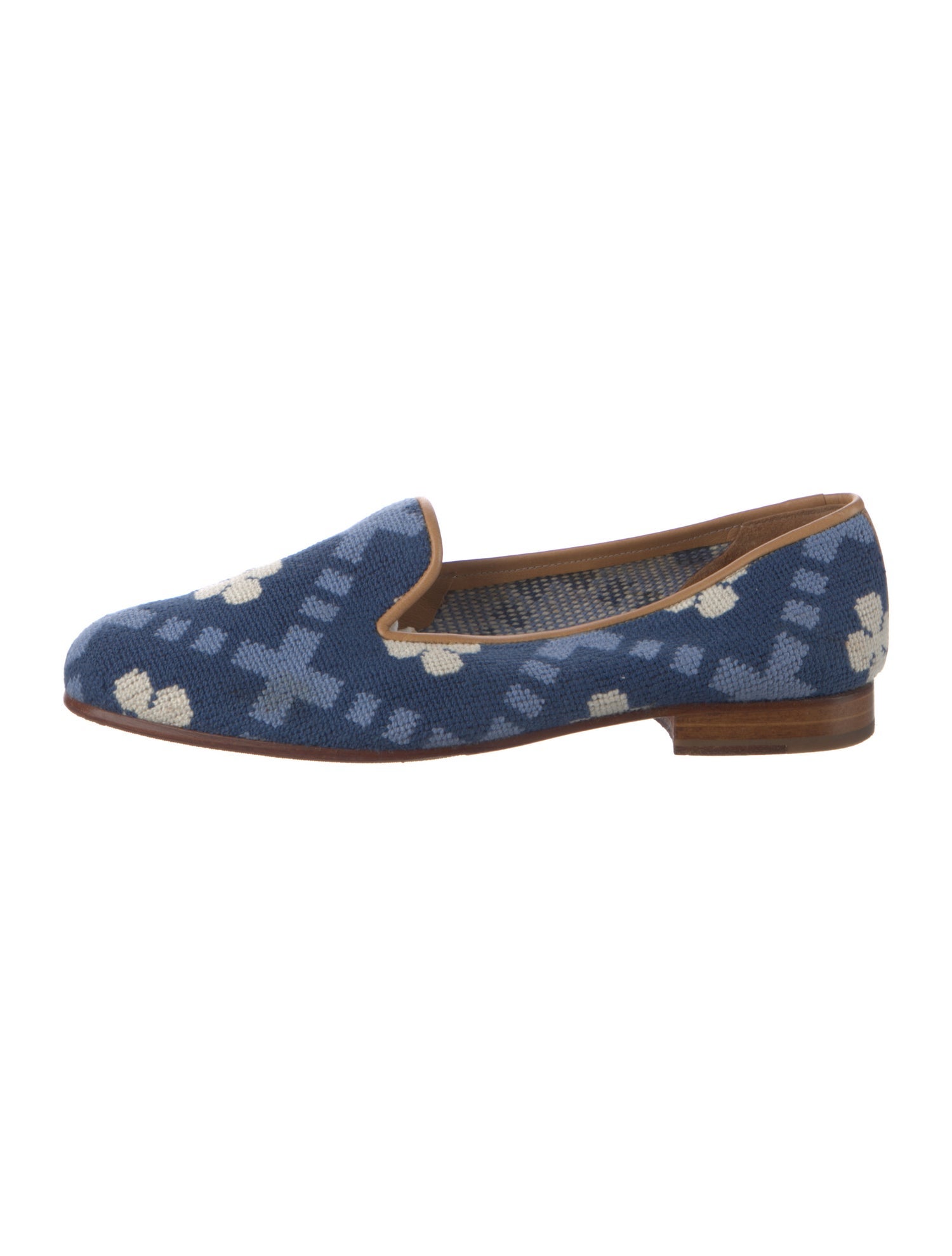 Stubbs & Wootton Printed Leather Trim Embellishment Loafers