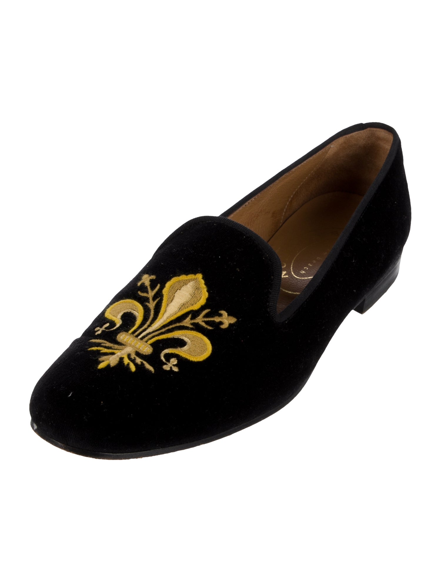 Stubbs & Wootton Velvet Graphic Print Loafers