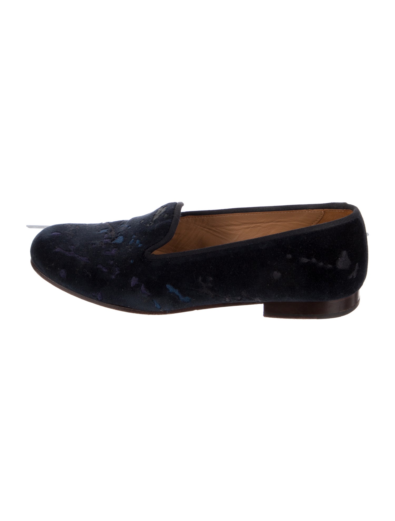 Stubbs & Wootton Velvet Embroidered Accent Loafers