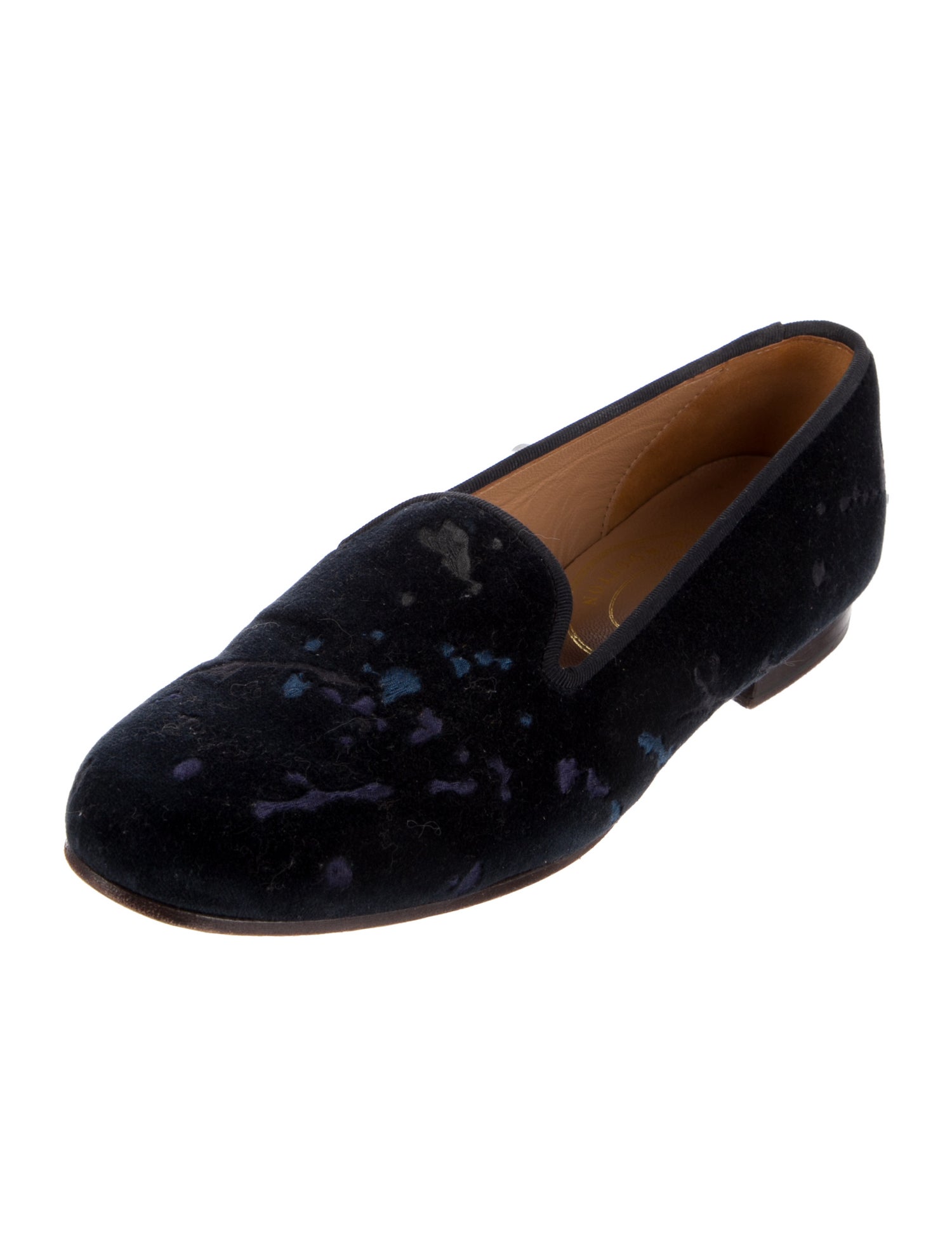 Stubbs & Wootton Velvet Embroidered Accent Loafers