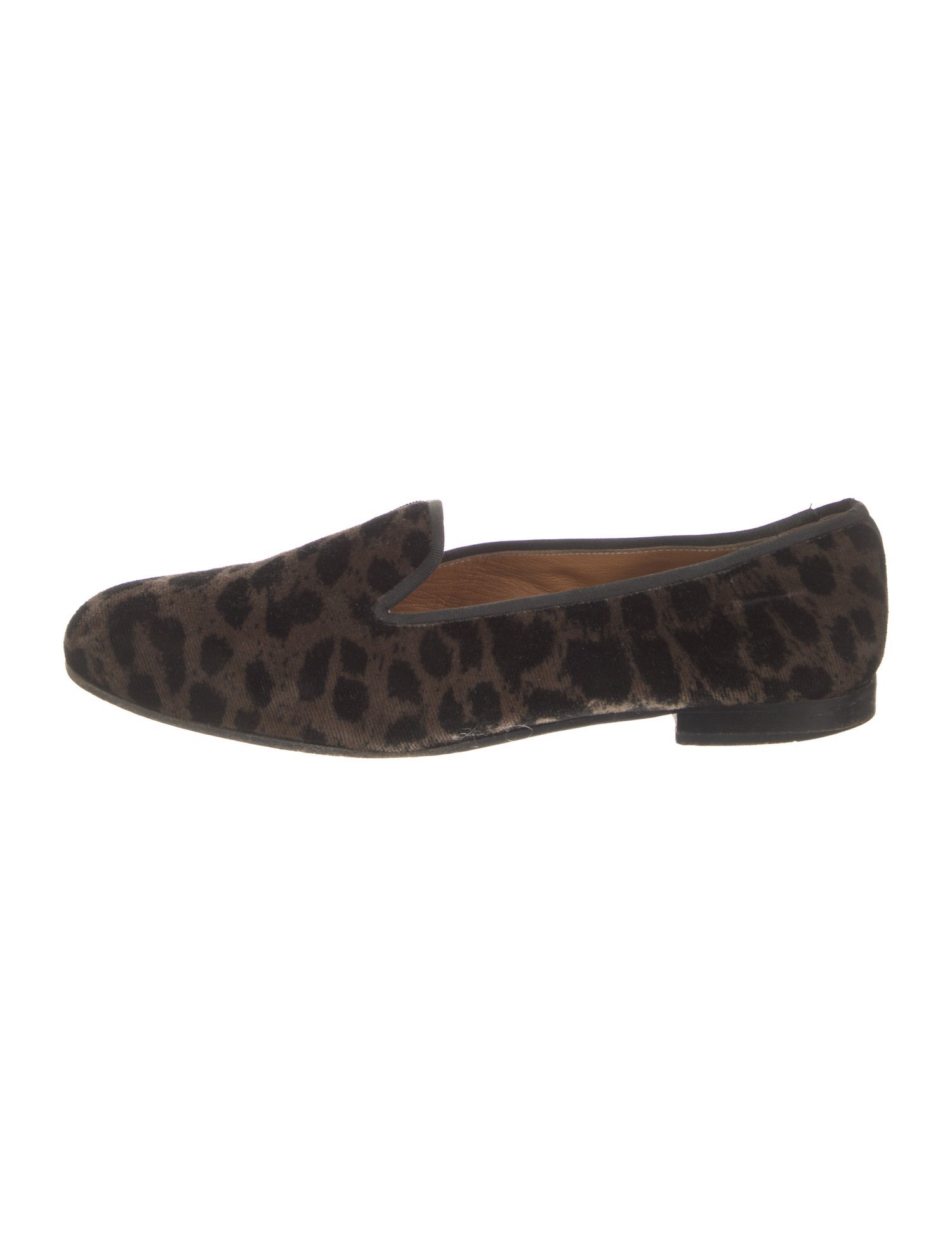 Stubbs & Wootton Velvet Animal Print Loafers