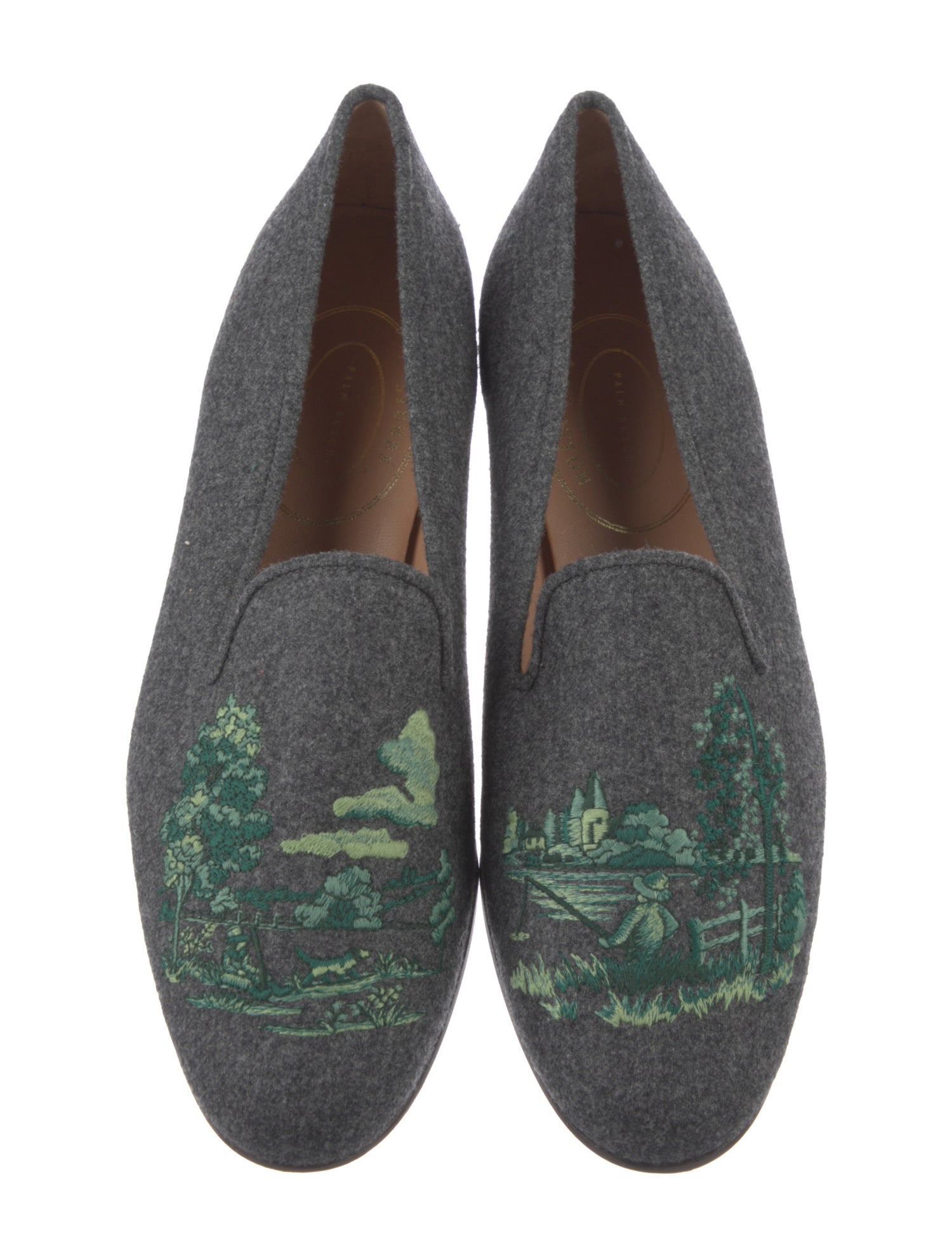 Stubbs & Wootton Wool Embroidered Accent Loafers