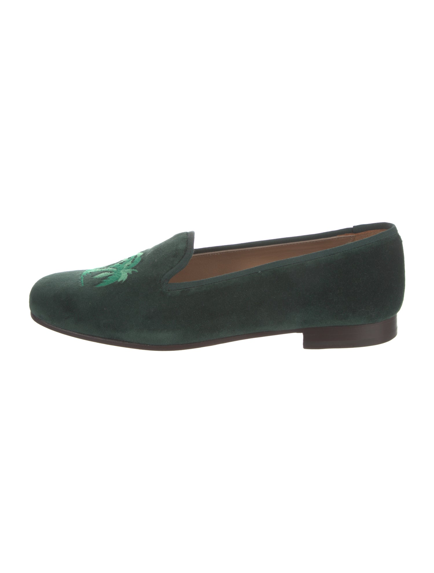 Stubbs & Wootton Velvet Embroidered Accent Loafers