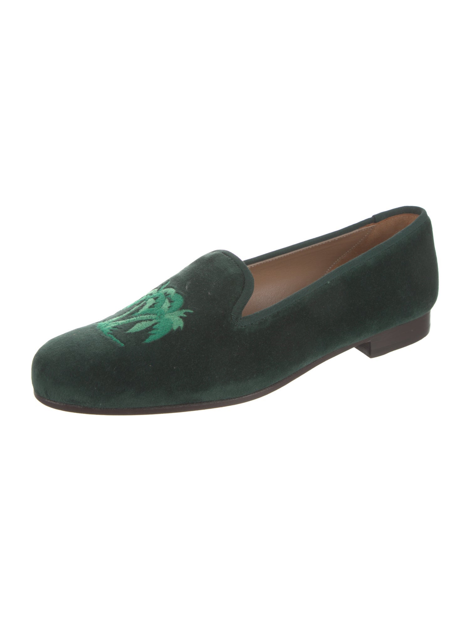 Stubbs & Wootton Velvet Embroidered Accent Loafers